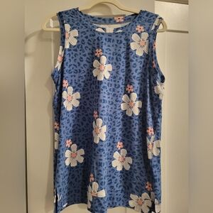 Floral Blue Sleeveless Top